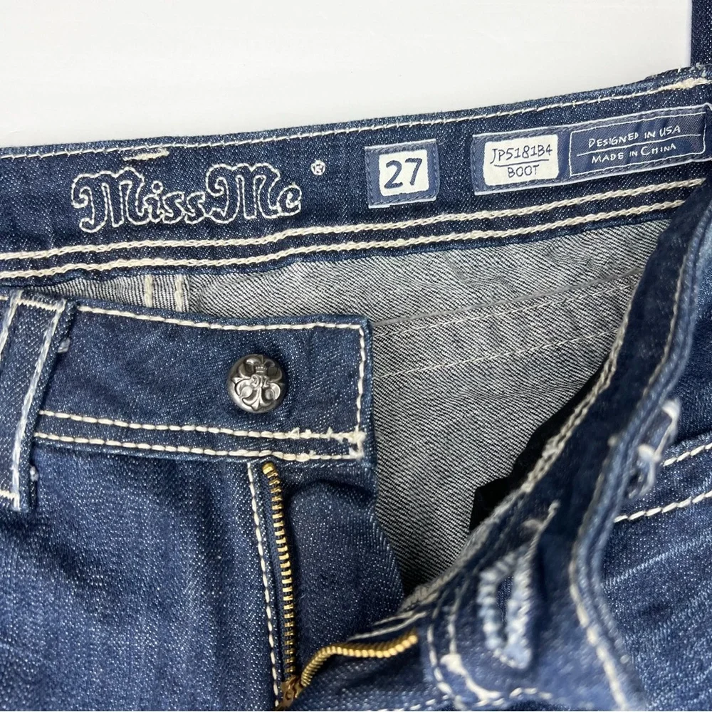 Miss Me Fleur De Lis Boot Dark Wash Jeans Mid Rise size 27 NWT Style JP5181B4